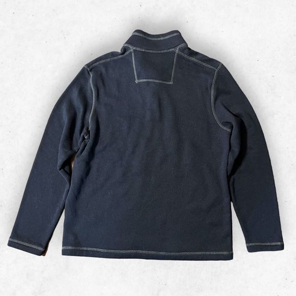 G. H. Bass & Co. Men's Size Large Pullover Mock Neck 3 Buttons Sweater Blue - Picture 2 of 6